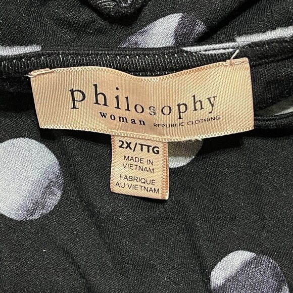 Philosphy Woman Knit Top Shirt Blue Black Dot Size 2X Stretch - Picture 5 of 7